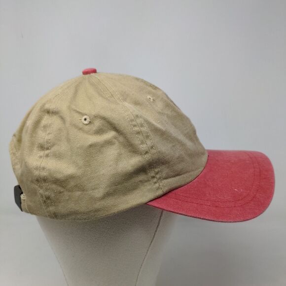 San Son Men's Slideback Hat Tan Red Size OSFA Blank Vent Holes Adjustable - Picture 4 of 7